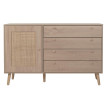 Sideboard HWC-M43, Armoire Commode Highboard, tiroirs de rangement, Kubu rotin bois mélaminé, aspect chêne