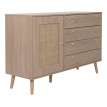 Sideboard HWC-M43, Armoire Commode Highboard, tiroirs de rangement, Kubu rotin bois mélaminé, aspect chêne