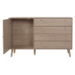 Sideboard HWC-M43, Armoire Commode Highboard, tiroirs de rangement, Kubu rotin bois mélaminé, aspect chêne