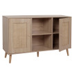 Sideboard HWC-M42, Armoire Commode Highboard, compartiments de rangement, Kubu rotin bois mélaminé, aspect chêne