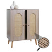 Commode HWC-M35, Armoire Sideboard Highboard, compartiments de rangement, Kubu rotin bois mélaminé, aspect chêne