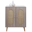 Commode HWC-M35, Armoire Sideboard Highboard, compartiments de rangement, Kubu rotin bois mélaminé, aspect chêne