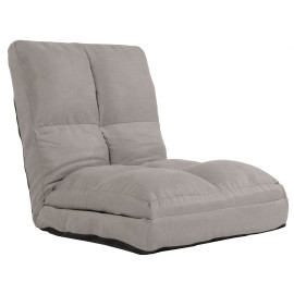 Fauteuil de sol HWC-N45, fauteuil-lit pliable Fauteuil fonctionnel, fonction sommeil pliable cadre acier velours - gris