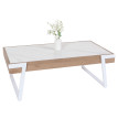 Table basse HWC-L89, table de salon, fer 43x120x64cm Sinterstein imitation marbre blanc bois naturel