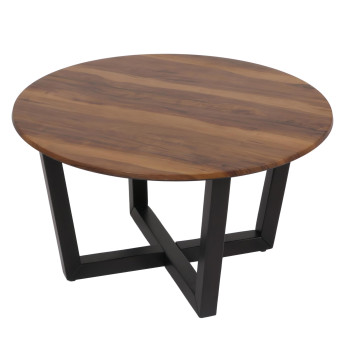 Table basse HWC-M61, table d'appoint table de salon, bois massif HPL stratifié mélaminé Ø80cm, aspect bois de sheesham,