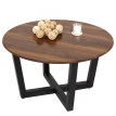 Table basse HWC-M61, table d'appoint table de salon, bois massif HPL stratifié mélaminé Ø80cm, aspect bois de sheesham,
