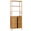 Armoire haute HWC-B18, Armoire de salle de bain Étagère de salle de bain, 2 portes 4 étagères Bambou MDF 168x64x33cm