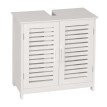 Meuble sous-lavabo HWC-B41, armoire basse de salle de bain avec compartiment de rangement, bambou MDF 60x60x30cm - blanc
