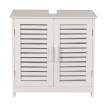 Meuble sous-lavabo HWC-B41, armoire basse de salle de bain avec compartiment de rangement, bambou MDF 60x60x30cm - blanc