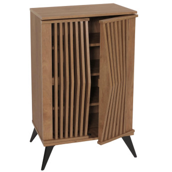 Commode HWC-M45, Armoire Sideboard Buffet Highboard, 3D-Design Compartiments de rangement 95x60x42cm, brun