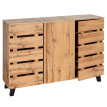 Sideboard HWC-M46, Commode Armoire Buffet, 3 portes 8 compartiments de rangement 88x120x34cm, teinte naturelle