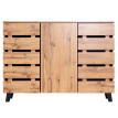 Sideboard HWC-M46, Commode Armoire Buffet, 3 portes 8 compartiments de rangement 88x120x34cm, teinte naturelle