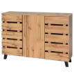 Sideboard HWC-M46, Commode Armoire Buffet, 3 portes 8 compartiments de rangement 88x120x34cm, teinte naturelle