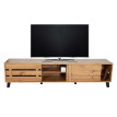 Rack TV HWC-M46, Table TV Table basse Armoire TV Commode, 4 compartiments de rangement 43x180x41cm, teinte naturelle