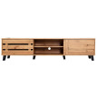Rack TV HWC-M46, Table TV Table basse Armoire TV Commode, 4 compartiments de rangement 43x180x41cm, teinte naturelle