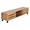 Rack TV HWC-M46, Table TV Table basse Armoire TV Commode, 4 compartiments de rangement 43x180x41cm, teinte naturelle
