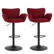 Lot de 2 tabourets de bar HWC-M67, chaise de bar, avec accoudoirs repose-pieds pivotant tissu/textile fer - bordeaux pie