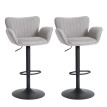 Lot de 2 tabourets de bar HWC-M67, chaise de bar, avec accoudoirs repose-pieds pivotant tissu/textile fer - gris clair p