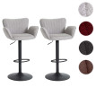 Lot de 2 tabourets de bar HWC-M67, chaise de bar, avec accoudoirs repose-pieds pivotant tissu/textile fer - gris clair p