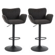 Lot de 2 tabourets de bar HWC-M67, chaise de bar, avec accoudoirs repose-pieds pivotant tissu/textile fer - gris foncé p