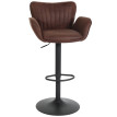 Tabouret de bar HWC-M67, chaise de bar pivotante, avec accoudoirs repose-pieds pivotant tissu/textile fer - brun foncé p