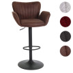 Tabouret de bar HWC-M67, chaise de bar pivotante, avec accoudoirs repose-pieds pivotant tissu/textile fer - brun foncé p
