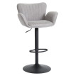 Tabouret de bar HWC-M6 avec accoudoir repose-pieds pivotant tissu/textile fer - gris clair pied noir