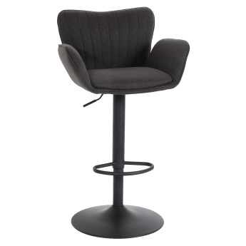 Tabouret de bar HWC-M67, chaise de bar pivotante, avec accoudoirs repose-pieds pivotant tissu/textile fer - gris foncé p