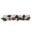 Arrangement de l'Avent HWC-M12 avec porte-bougies, couronne de l'Avent, décoration de Noël en bois argenté blanc 18x49x1