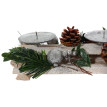 Arrangement de l'Avent HWC-M12 avec porte-bougies, couronne de l'Avent, décoration de Noël en bois argenté blanc 18x49x1