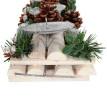 Arrangement de l'Avent HWC-M12 avec porte-bougies, couronne de l'Avent, décoration de Noël en bois argenté blanc 18x49x1