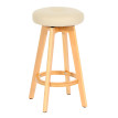 Tabouret de bar Navan, chaise de bar tabouret de bar, bois similicuir pivotant - crème, pieds clairs