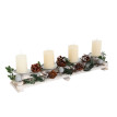 Arrangement de l'Avent HWC-M12 avec porte-bougies, couronne de l'Avent décoration de Noël bois argenté blanc 18x49x13cm