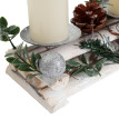 Arrangement de l'Avent HWC-M12 avec porte-bougies, couronne de l'Avent décoration de Noël bois argenté blanc 18x49x13cm