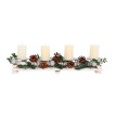 Arrangement de l'Avent HWC-M12 avec porte-bougies, couronne de l'Avent décoration de Noël bois argenté blanc 18x49x13cm