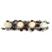 Arrangement de l'Avent HWC-M12 avec porte-bougies, couronne de l'Avent décoration de Noël bois argenté blanc 18x49x13cm