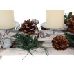 Arrangement de l'Avent HWC-M12 avec porte-bougies, couronne de l'Avent décoration de Noël bois argenté blanc 18x49x13cm