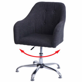 Chaise de salle à manger HWC-L92, chaise de cuisine avec accoudoirs, pivotante réglable en hauteur métal - tissu/textile