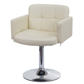 Chaise de salle à manger Orlando, chaise de cuisine avec accoudoirs, similicuir chrome - crème