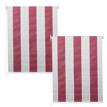 Lot de 2 stores à enroulement HWC-D52, store à enroulement latéral, 120x230cm protection solaire opaque - rouge/blanc/be