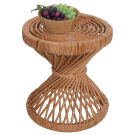 Table d'appoint HWC-M31, Table de fleurs en rotin Table basse, ronde 43x38x38cm, rotin Kubu naturel
