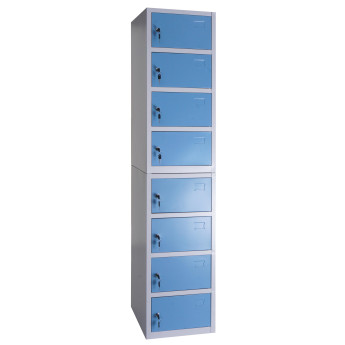 Armoire à casiers verrouillables HWC-L61, armoire de bureau à usage multiple, verrouillable métal 180x38x42cm - bleu