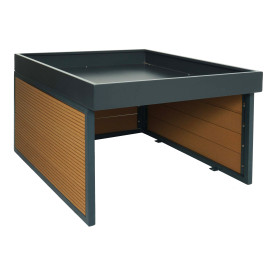 Garage pour tondeuse-robot avec bac à plantes HWC-L45 WPC métal 40x60x73cm - aspect chêne