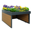 Garage pour tondeuse-robot avec bac à plantes HWC-L45 WPC métal 40x60x73cm - aspect chêne