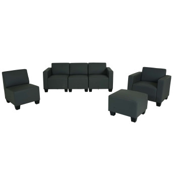 Modular Sofa-System Ensemble de canapés Lyon 3-1-1-1, similicuir - gris foncé