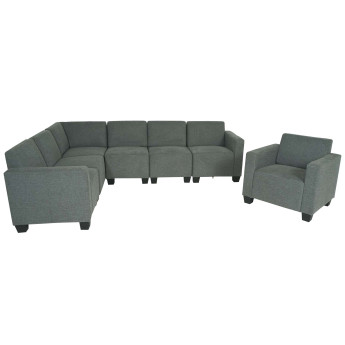 Modular Sofa-System Ensemble de canapés Lyon 6-1, tissu/textile - gris