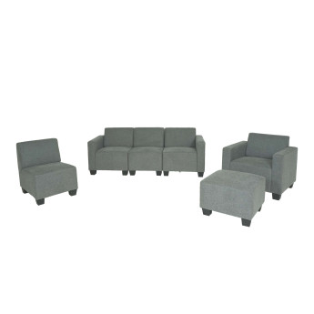 Modular Sofa-System Ensemble de canapés Lyon 3-1-1-1, tissu/textile - gris