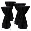 4x Housse de table avec ruban, 112cm,Diamde60cm, noir