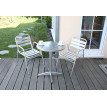 Garniture de bistro, ensemble chaises et table de jardin, aluminium, empilable - table ronde + 2x chaise
