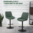 Lot de 2 chaises de bar ORPHEE vert foncé et noir